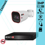 Provision-ISR 1 cső kamerás IP megfigyelőrendszer 2MP HD cső biztonsági kamera, 2.8 mm-es fix objektívvel, PoE, beépített mikrofonnal, IR LED 20m, kültéri, fém ház (NVR54100PXNMM-I2320IPSN28V4-KOMPAKT-1)