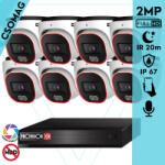 Provision-ISR 8 dome kamerás analóg megfigyelőrendszer 2MP színes éjjellátó biztonsági kamera 20m fehérfény (SH8100A5N2LMMV2-DV320AR36-DOME-8)