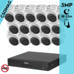 Dahua 16 dome kamerás analóg megfigyelőrendszer 5MP HD dóm biztonsági kamera, 2, 8 mm fix objektív, beltéri (XVR5116HSI3-HACT1A51U0280BS2-DOME-16)