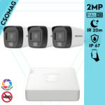 Hikvision 3 cső kamerás analóg megfigyelőrendszer 2MP biztonsági kamera, IR megvilágítás 20 m, fehér fény 20 m, kültéri (DS7104HGHIM1T-DS2CE16D0TEXLF28MM-KOMPAKT-3)