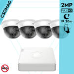 Hikvision 4 dome kamerás analóg megfigyelőrendszer 2MP biztonsági kamera, IR 20m, beltéri (DS7104HGHIM1T-DS2CE56D0TIRMMF28MMC-DOME-4)