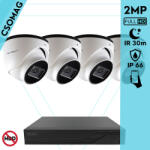 Techson 4 dome kamerás analóg megfigyelőrendszer 2MP HD dóm biztonsági kamera, 2.8 mm fix objektívvel (TCRA12S204NS-TCAEB5E002IH28-DOME-4)