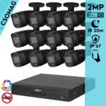 Dahua 12 cső kamerás analóg megfigyelőrendszer 2MP HD cső biztonsági kamera, 2, 8 mm fix objektív, hibrid fény (XVR5116HSI3-HACHFW1200CMILA0280BS6BLACK-KOMPAKT-12)