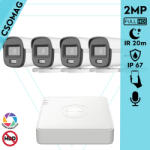 Hikvision 4 cső kamerás analóg megfigyelőrendszer 2MP biztonsági kamera, ColorVu Dual-light látható fény 20m, beépített mikrofonnal, kültéri (DS7104HGHIM1T-DS2CE10DF0TLFS28MM-KOMPAKT-4)
