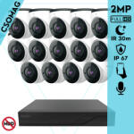 Techson 14 dome kamerás analóg megfigyelőrendszer 2MP NightVision HD dóm biztonsági kamera, 2.8 mm fix objektívvel, valós WDR, beépített mikrofonnal (TCRA12M816-TCAMS3E002IHA28-DOME-14)