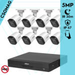Dahua 8 cső kamerás analóg megfigyelőrendszer 5MP HD cső biztonsági kamera, 2, 8 mm fix objektív (XVR5108HSI3-HACB1A51U0280BS2-KOMPAKT-8)