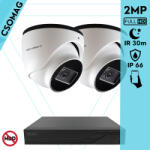 Techson 2 dome kamerás analóg megfigyelőrendszer 2MP HD dóm biztonsági kamera, 2.8 mm fix objektívvel (TCRA12S204NS-TCAEB5E002IH28-DOME-2)