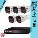 Provision-ISR 5 cső kamerás IP megfigyelőrendszer 2MP HD cső biztonsági kamera, 2.8 mm-es fix objektívvel, PoE, beépített mikrofonnal, IR LED 20m, kültéri, fém ház (NVR58200PXNMM-I2320IPSN28V4-KOMPAKT-5)