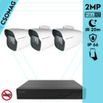 Techson 3 cső kamerás analóg megfigyelőrendszer 2MP HD cső biztonsági kamera, 2.8 mm fix objektívvel (TCRA12S204NS-TCAEB5C902IH28-KOMPAKT-3)