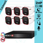 Provision-ISR 6 cső kamerás analóg megfigyelőrendszer 2MP színes éjjellátó biztonsági kamera 20m fehérfény (SH8100A5N2LMMV2-PRBSV320AR36-KOMPAKT-6)