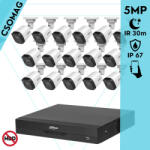 Dahua 16 cső kamerás analóg megfigyelőrendszer 5MP HD cső biztonsági kamera, 2, 8 mm fix objektív (XVR5116HSI3-HACB1A51U0280BS2-KOMPAKT-16)