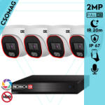 Provision-ISR 4 dome kamerás IP megfigyelőrendszer 2MP HD dome biztonsági kamera, 2.8 mm-es fix objektívvel, hibrid világítással, PoE, beépített mikrofonnal, IR 20m, kültéri (NVR54100PXNMM-DH320IPBN28-DOME-4)