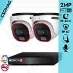 Provision-ISR 2 dome kamerás analóg megfigyelőrendszer 2MP színes éjjellátó biztonsági kamera 20m fehérfény (SH4100A5N2L-DV320AR36-DOME-2)