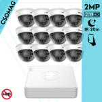 Hikvision 12 dome kamerás analóg megfigyelőrendszer 2MP biztonsági kamera, IR 20m, beltéri (DS7116HGHIM1T-DS2CE56D0TIRMMF28MMC-DOME-12)