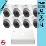 Hikvision 8 turret kamerás analóg megfigyelőrendszer 2MP biztonsági kamera, IR 20m, beltéri (DS7108HGHIM1T-DS2CE76D0TITPF28MMC-TURRET-8)