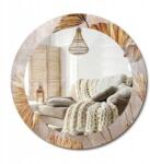 Kerek modern fali tükör üveg nyomtatással fi 70 cm Boho levelek (010090550100300053961)