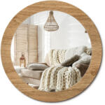  Fali tükör, üveg, fa textúra, 70cm átmérő (010090550100300053725)