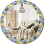  Kék virágok fali tükör, fi 80cm, üveg kerettel (010090550110300029902)