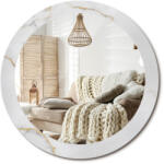  Nyomott mintás fürdőszobai tükör előszoba konyha fi 80 cm fehér márvány (010090550110300053823)