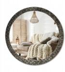  Fali tükör, 100cm, acél textúra, dekoratív üveg szegéllyel, 4mm vastag, fém medálokkal (010090550130300072569)