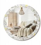  Függő tükör grafikával díszítve üvegen fi 80 cm Sárga madarak az ágakon (010090550110300030007)