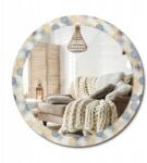  Fali tükör, fi 90cm, geometrikus kerekek, 4mm vastag, fém medálokkal (010090550120300029949)