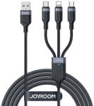 JOYROOM 3in1 USB-A - Lightning + USB-C + MicroUSB Kábel - 1.2m 3.5A - Fekete (S-A18)