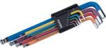 EXTOL PREMIUM 5 év imbuszkulcs klt. , 9db, HEX, több színű, extra hosszú, gömbfej, H 1, 5-10mm, S2, krómozott (8819316)