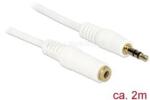 Delock Stereo Jack hosszabbító kábel 3.5 mm 3 pin apa > anya 2 m (fehér) (DL83767) (DL83767)