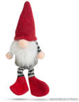 Karácsonyi skandináv manó dekoráció lógó lábakkal, piros sapkával, 20 cm magas