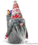  Karácsonyi skandináv manó dekoráció, skandináv mintás sapkával, 20 cm magas