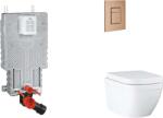 GROHE Uniset - Készlet fali beépítéshez, WC, SoftClose ülőkével és Skate Cosmopolitan gombbal, Triple Vortex, csiszolt Warm Sunset SANI15BB4108 (SANI15BB4108)