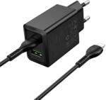 hoco. N71 telefontöltő USB-A + USB-C QC3.0 PD AFC 3A 30W + kábel USB-C - USB-C N71 fekete