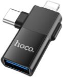 hoco. adapter OTG Type C (férfi) / Lightning (férfi) USB A (női) 2 az 1-ben UA17 fekete tok