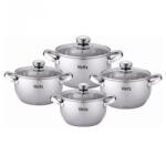 Voltz Oliver Voltz OV51210G8B Főzőkészlet, 8 darabos, többrétegű aljú, indukciós, rozsdamentes acél, ezüst (OV51210G8B)