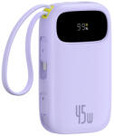 Baseus EnerFill FC31 20000mAh 45W Power Bank kijelzővel, USB-C és Lightning kábelekkel - Lila