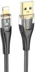 hoco. USB A Lightning kábel Hoco 2, 4A 1, 2 m U121 fekete átlátszó