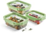 Lékué Rectangular Glass, üveg tárolódoboz szett élelmiszerre, zöld (883941)