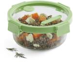 Lékué Üveg hermetikusan záródó ételtároló doboz, Square Glass, kerek, 950 ml, zöld (3433950V12U017)