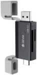 DEVIA 2 az 1-ben Leopard Series USB és Type-C kártyaolvasó, nagy sebességű 3.0, SD/TF, fekete
