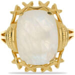 Szivárvány Holdkő Gyűrű - Aranyozott Ezüst - 8.02 ct