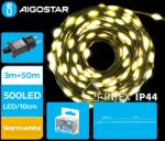 Aigostar - LED външна коледна гирлянда, 500 LED, 8 функции, 53 m, IP44, топло бяло (AI1421)