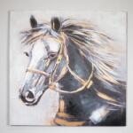 Estetic Vászonkép 100x100x3cm fekete-fehér-arany, ló