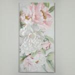 Estetic Vászonkép 80x120x3, 5cm rózsaszín-fehér-zöld-arany, virágok