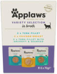 Applaws 48x70g Applaws tasakos hús-/hallében vegyes tonhal & csirke mix csomag (3 fajta), nedves macskaeledel