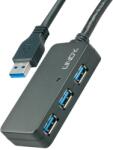 Lindy 43159 USB 3.0 HUB - 4 Portos Aktív Hosszabbító Kábellel, 10 m, Fekete