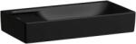 Laufen MEDA Kézmosó 46 × 23, 5 cm, aszimmetrikus, bal oldali armatúrapaddal, túlfolyónyílás nélkül, csaplyuk nélkül, Matt Fekete H8151147161121 (H8151147161121)
