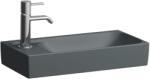 Laufen MEDA Kézmosó 46 × 23, 5 cm, aszimmetrikus, bal oldali armatúrapaddal, túlfolyónyílás nélkül, 1 csaplyukkal, Matt Grafit H8151147581131 (H8151147581131)