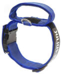 Julius-K9 Biztonsági zárral ellátott nyakörv fogantyúval és cserélhető felirattal Kék-Szürke - 50 mm / 49-70 cm
