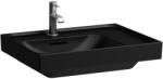 Laufen MEDA Mosdó 60 × 46 cm, jobb polcos, alsó éle csiszolt, egy csaplyuk, középen, Matt Fekete H8181117161041 (H8181117161041)